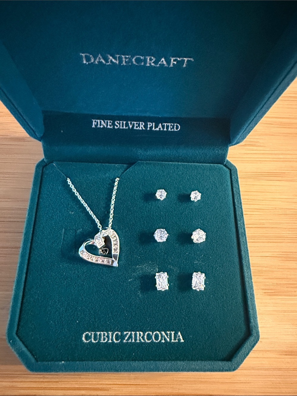 Craft Silver-Plated Heart Pendant Necklace with Cubic Zirconia - Silver